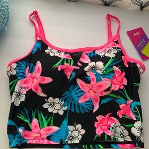 ZeroXposur Floral Sport Tankini swimsuit Top M (ZX sport) Juniors size